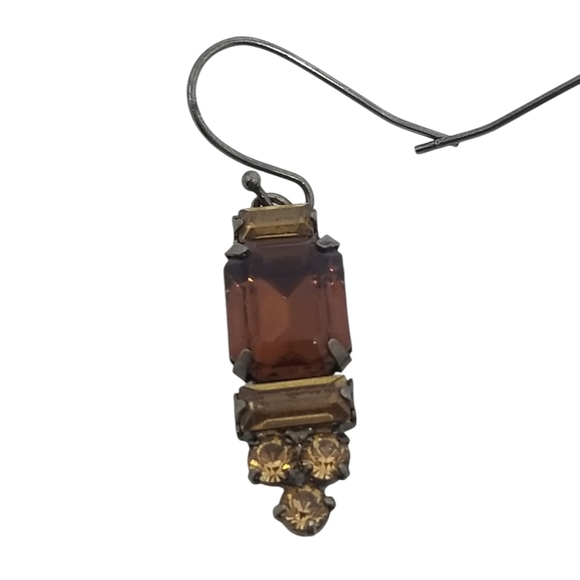 VINTAGE AUTUMN COLORS AUSTRIAN CRYSTAL DROP STYLE HOOK EARRINGS - Picture 3 of 5